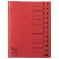 Bene Ordnungsmappe - 84800RT, 1-12, intensivrot, Din A4, 12 Fächer 9003267700707 Bene