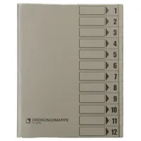Bene Ordnungsmappe - 83800GR, 1-12, grau, Din A4, 12 Fächer 9003261590502 Bene