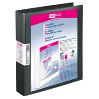 Veloflex Präsentationsringbuch VELODUR® 4147180, A4 2 Ringe 30mm Ring-Ø Pappe/PP-Folie, 2 Außentaschen, schwarz 4000225414787 Veloflex