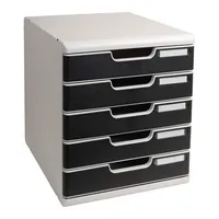 Exacompta Schubladenbox Modulo 301014D lichtgrau/schwarz 5 Schubladen geschlossen 9002493023932 Exacompta
