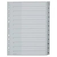 AKTION: LEITZ Ordnerregister 1282 DIN A4 Vollformat, Überbreite 1-12 grau 12-teilig, 1 Satz mit Prämie nach Registrierung