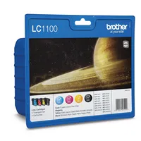 Brother Druckerpatrone LC1100VALBP (LC-1100), schwarz/cyan/magenta/gelb, ca. 1x 450, 3x 325 Seiten 5014047561290 Brother 4 Stück