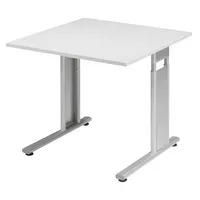 Geramöbel Schreibtisch Flex, manuell höhenverstellbar, 68-82cm (H), 80x80cm (BxT), quadratisch, grau / silber 4038933159577 Geramöbel