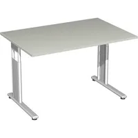 Geramöbel Schreibtisch Flex, manuell höhenverstellbar, 68-82cm (H), 120x80cm (BxT), rechteckig, grau / silber 4038933159843 Geramöbel