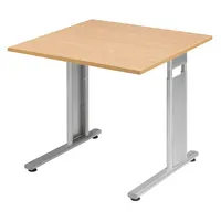 Geramöbel Schreibtisch Flex, manuell höhenverstellbar, 68-82cm (H), 80x80cm (BxT), quadratisch, buche / silber 4038933159560 Geramöbel