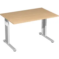 Geramöbel Schreibtisch Flex, manuell höhenverstellbar, 68-82cm (H), 120x80cm (BxT), rechteckig, buche / silber 4038933159799 Geramöbel