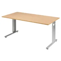 Geramöbel Schreibtisch Flex, manuell höhenverstellbar, 68-82cm (H), 160x80cm (BxT), rechteckig, buche / silber 4038933159805 Geramöbel