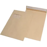 MailMedia Faltentaschen 30007067, C4, mit Fenster, haftklebend, 20mm-Falte, 125g, braun 4018529002401 MailMedia 100 Stück