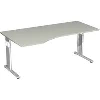 Geramöbel Schreibtisch Flex, manuell höhenverstellbar, 68-82cm (H), 180x80/100cm (BxT), Freiform, grau / silber 4038933175669 Geramöbel