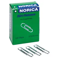 Norica Büroklammern 2225, 32mm, Metall verzinkt silber 4007735022259 Norica 100 Stück