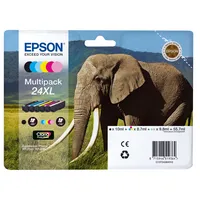 Epson Druckerpatrone 24XL / T2438XL C13T24384011 (kompatibel zu Epson 24XL), schwarz/cyan/magenta/gelb/fotocyan/, ca. 1 x 500 Seiten / 6 Stück