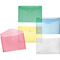 FolderSys Dokumententasche 40101-94, A4 quer, transparent blau/grün/rot/gelb und farblos, Polypropylen (PP), Klettverschluss 4250037413984 10 Stück