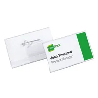 Durable Namensschild, mit: Wellennadel, Kunststoff, 75 x 40 mm, transparent 4005546810089 Durable