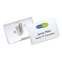 Durable Namensschilder 54 x 90mm mit Kombiklemme transparent 4005546803050 Durable 25 Stück