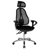 Topstar Bürodrehstuhl Open Point SY Deluxe, schwarz / chrom, mit Armlehnen, bis 110kg, mit Kopfstütze 4014296208978 Topstar