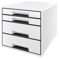 Leitz Schubladenbox WOW CUBE, mit 4 Schubladen, A4+, weiß/schwarz 4002432115471 Leitz