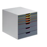 DURABLE Schubladenbox VARICOLOR®  dunkelgrau mit bunten Farblinien 760727, DIN A4 mit 7 Schubladen, 1 St.