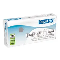 Rapid Heftklammern Standard 26/6, 24861800, Stahldraht verzinkt, Heftleistung 20 Blatt max. 7313468618001 Rapid 5000 Stück