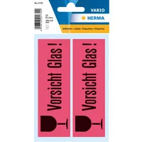 Herma Etiketten Vorsicht Glas leuchtrot / schwarz 39 x 118mm 4008705057394 Herma 10 Stück