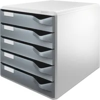 AKTION: LEITZ Schubladenbox Post Set  dunkelgrau 52800089, DIN A4 mit 5 Schubladen, 1 St. mit Prämie nach Registrierung