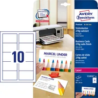 AVERY Zweckform C32026-25 Visitenkarten ultra weiß 85 x 54 mm 270g 4004182029602 AVERY Zweckform 250 Stück