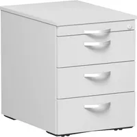 Geramöbel Rollcontainer Flex S-530151-LG Holz lichtgrau, 3 normale Schubladen, mit extra Utensilienauszug, abschließbar 4038933062181 Gera