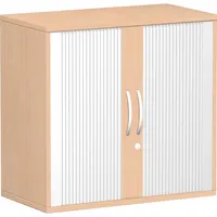 Geramöbel Aktenschrank Flex S-382117-SB, Kunststoff/Holz abschließbar, 2 OH, 80 x 79,8 x 42,5 cm, silber/buche 4038933481920 Geramöbel