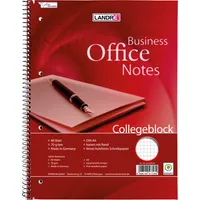 Landre Collegeblock 100050247 Business Office Notes, Lineatur 22 / liniert mit Rand innen, A4+, 70g, rot, 80 Blatt 4006144577282 Landre