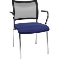 Topstar Besucherstuhl Visit 10 Net, blau/schwarz / chrom, mit Armlehnen, 4-Fuß-Gestell 4014296358550 Topstar