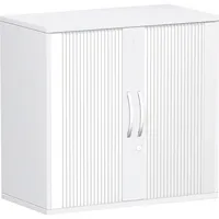 Geramöbel Aktenschrank Flex S-382117-SW, Kunststoff/Holz abschließbar, 2 OH, 80 x 79,8 x 42,5 cm, silber/weiß 4038933482712 Geramöbel