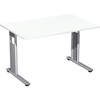 Geramöbel Schreibtisch Flex, manuell höhenverstellbar, 68-82cm (H), 120x80cm (BxT), rechteckig, weiß / silber 4038933477602 Geramöbel