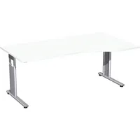 Geramöbel Schreibtisch Flex, manuell höhenverstellbar, 68-82cm (H), 180x80/100cm (BxT), Freiform, weiß / silber 4038933477626 Geramöbel