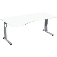 Geramöbel Schreibtisch Flex, manuell höhenverstellbar, 68-82cm (H), 180x80/100cm (BxT), Freiform, weiß / silber 4038933477633 Geramöbel