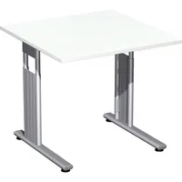 Geramöbel Schreibtisch Flex, manuell höhenverstellbar, 68-82cm (H), 80x80cm (BxT), quadratisch, weiß / silber 4038933477596 Geramöbel