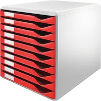 Leitz Schubladenbox Formular-Set 5281-00-25 lichtgrau/rot 10 Schubladen geschlossen 4002432324415 Leitz