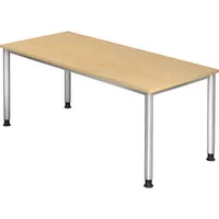 Hammerbacher Schreibtisch H-Serie, manuell höhenverstellbar, 68,5-81cm (H), 180x80cm (BxT), rechteckig, ahorn / silber 4032062139363 Hammerba 2 Stück