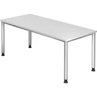 Hammerbacher Schreibtisch H-Serie, manuell höhenverstellbar, 68,5-81cm (H), 180x80cm (BxT), rechteckig, weiß / silber 4032062139400 Hammerbac 2 Stück
