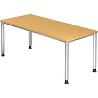 Hammerbacher Schreibtisch H-Serie, manuell höhenverstellbar, 68,5-81cm (H), 180x80cm (BxT), rechteckig, buche / silber 4032062139387 Hammerba 2 Stück