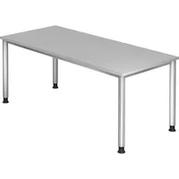 Hammerbacher Schreibtisch H-Serie, manuell höhenverstellbar, 68,5-81cm (H), 180x80cm (BxT), rechteckig, lichtgrau / silber 4032062139370 Hamm 2 Stück