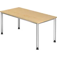 Hammerbacher Schreibtisch H-Serie, manuell höhenverstellbar, 68-81cm (H), 160x80cm (BxT), rechteckig, ahorn / silber 4032062151983 Hammerbach 2 Stück