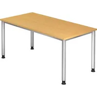 Hammerbacher Schreibtisch VHS, manuell höhenverstellbar, 68,5-81cm (H), 160x80cm (BxT), rechteckig, buche / silber 4032062139325 Hammerbacher 2 Stück