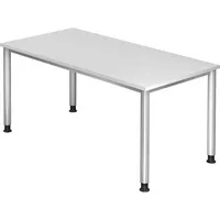 Hammerbacher Schreibtisch H-Serie, manuell höhenverstellbar, 68-76cm (H), 160x80cm (BxT), rechteckig, weiß / silber 4032062139349 Hammerbache 2 Stück