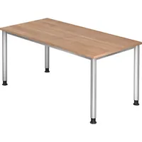 Hammerbacher Schreibtisch H-Serie, manuell höhenverstellbar, 68-81cm (H), 160x80cm (BxT), rechteckig, nussbaum / silber 4032062139332 Hammerb 2 Stück