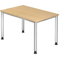 Hammerbacher Schreibtisch H-Serie, manuell höhenverstellbar, 68-81cm (H), 120x80cm (BxT), rechteckig, ahorn / silber 4032062139233 Hammerbach