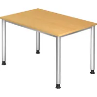 Hammerbacher Schreibtisch VHS, manuell höhenverstellbar, 68,5-81cm (H), 120x80cm (BxT), rechteckig, buche / silber 4032062139257 Hammerbacher