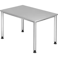 Hammerbacher Schreibtisch H-Serie, manuell höhenverstellbar, 68-81cm (H), 120x80cm (BxT), rechteckig, grau / silber 4032062139240 Hammerbache
