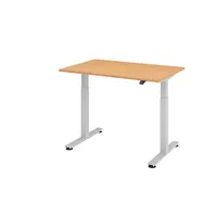 Hammerbacher Sitz-Steh-Schreibtisch XMST, elektrisch höhenverstellbar, 71-120cm (H), 120x80cm (BxT), rechteckig, buche / silber 4032062151884 3 Stück