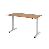 Hammerbacher Sitz-Steh-Schreibtisch XMST, elektrisch höhenverstellbar, 71-120cm (H), 160x80cm (BxT), rechteckig, nussbaum / silber 4032062151 3 Stück