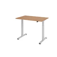 Hammerbacher Sitz-Steh-Schreibtisch XMST, elektrisch höhenverstellbar, 71-120cm (H), 120x80cm (BxT), rechteckig, nussbaum / silber 4032062151 3 Stück