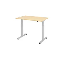 Hammerbacher Sitz-Steh-Schreibtisch XMST, elektrisch höhenverstellbar, 71-120cm (H), 120x80cm (BxT), rechteckig, ahorn / silber 4032062151860 3 Stück